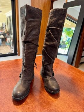 Boutique 9 Women's Dark Brown Slouch Knee-High Leather Boots